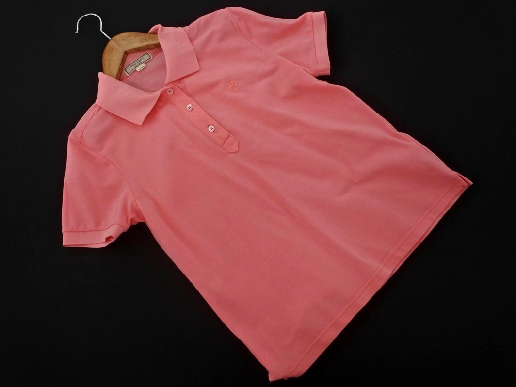PAUL STUART paul (pole) Stuart вышивка рубашка-поло sizeM/ розовый #* * fha4 женский 