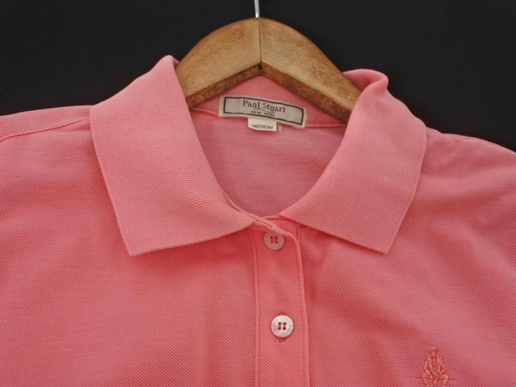PAUL STUART paul (pole) Stuart вышивка рубашка-поло sizeM/ розовый #* * fha4 женский 