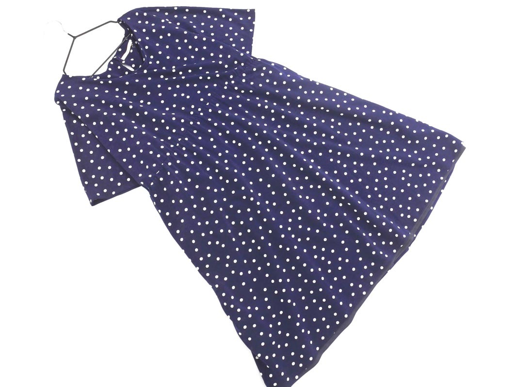 SHIPS シップス ドット チュニック ワンピース 紺 ■◆ ☆ fha5 レディース