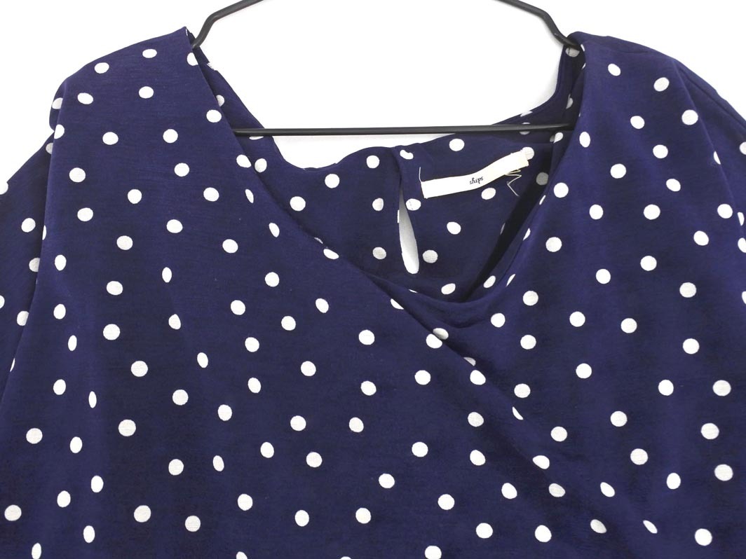 SHIPS シップス ドット チュニック ワンピース 紺 ■◆ ☆ fha5 レディース