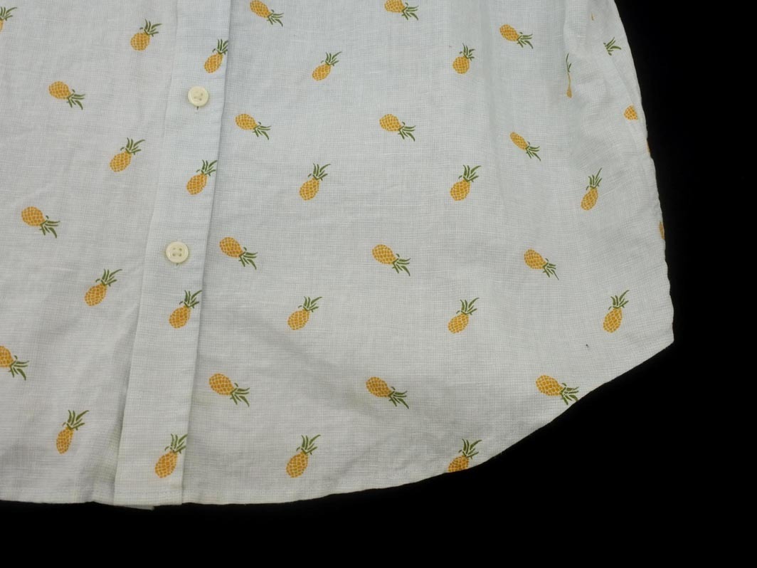 ネコポスOK BANANA REPUBLIC バナナリパブリック 綿麻 パイナップル柄 シャツ sizeXL/青 ■◆ ☆ fha8 メンズ
