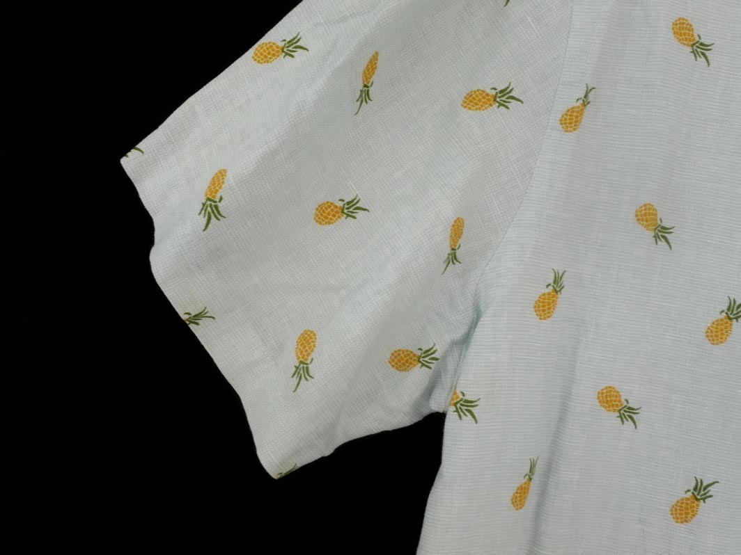 ネコポスOK BANANA REPUBLIC バナナリパブリック 綿麻 パイナップル柄 シャツ sizeXL/青 ■◆ ☆ fha8 メンズ