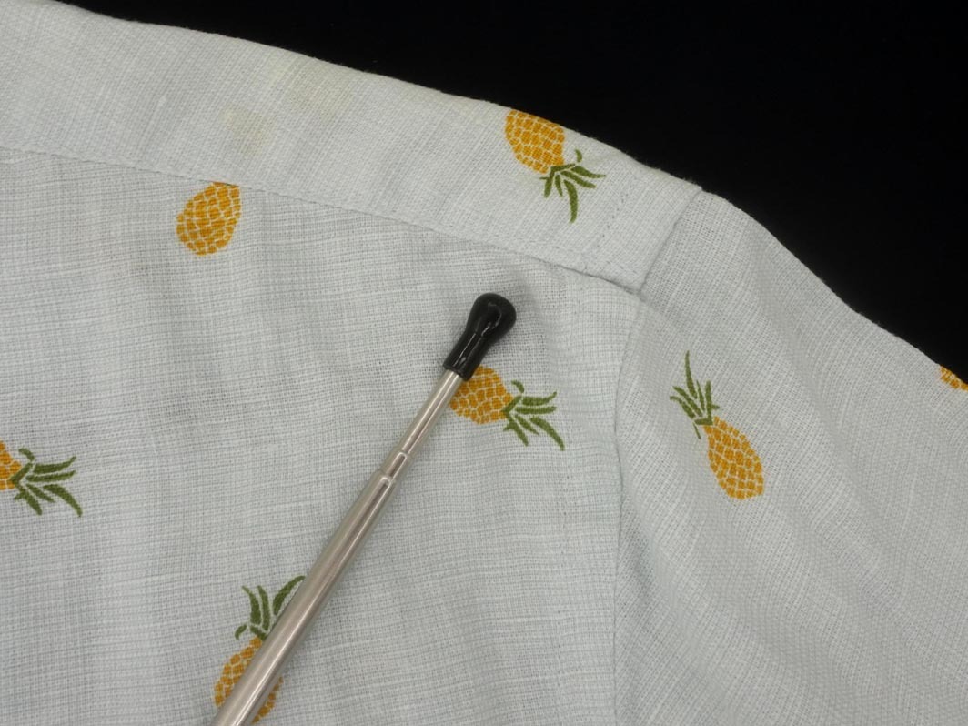 ネコポスOK BANANA REPUBLIC バナナリパブリック 綿麻 パイナップル柄 シャツ sizeXL/青 ■◆ ☆ fha8 メンズ