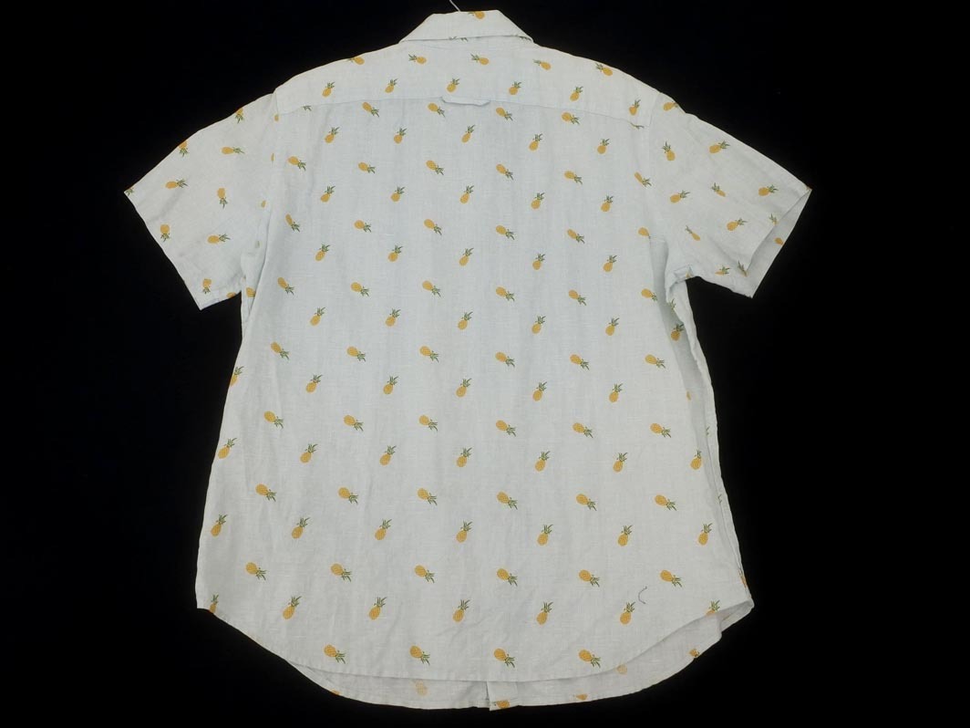 ネコポスOK BANANA REPUBLIC バナナリパブリック 綿麻 パイナップル柄 シャツ sizeXL/青 ■◆ ☆ fha8 メンズ