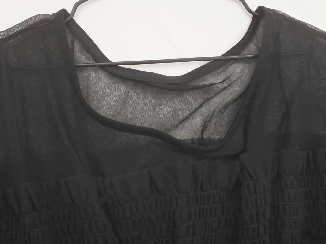 Heather ヘザー シャーリング シアー ブラウス シャツ sizeF/黒 ■◆ ☆ fha7 レディース
