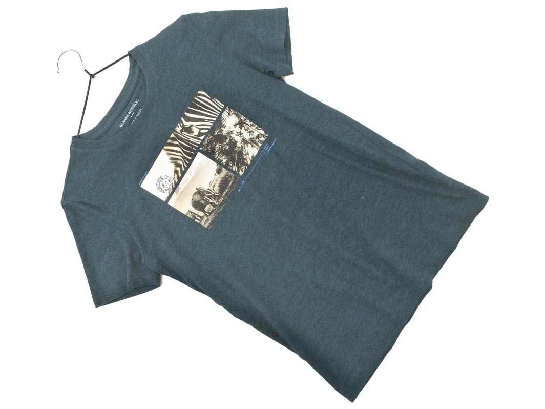 ネコポスOK BANANA REPUBLIC バナナリパブリック フォトプリント Tシャツ sizeS/緑 ■◆ ☆ fha7 メンズ_画像1