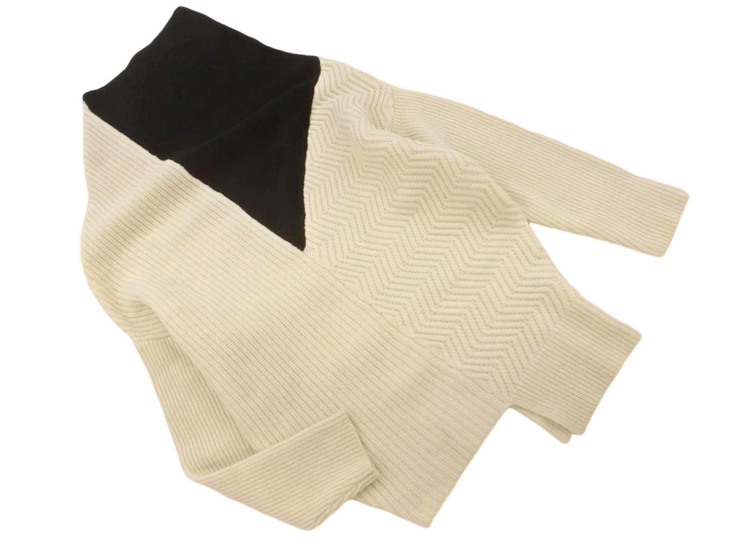 Antigravite アンティグラヴィテ アシンメトリー チュニック ニット セーター アイボリーｘ黒 ◇■ ☆ fha8 レディース