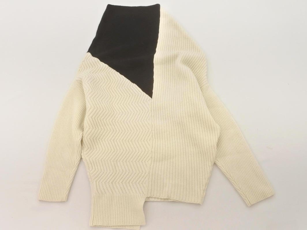 Antigravite アンティグラヴィテ アシンメトリー チュニック ニット セーター アイボリーｘ黒 ◇■ ☆ fha8 レディース