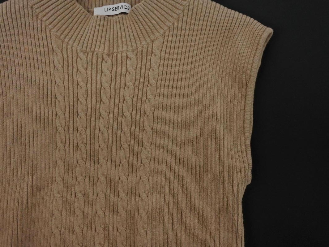 LIP SERVICE リップサービス リブ ノースリーブ ニット セーター sizeF/モカ ■◆ ☆ fha8 レディース_画像3