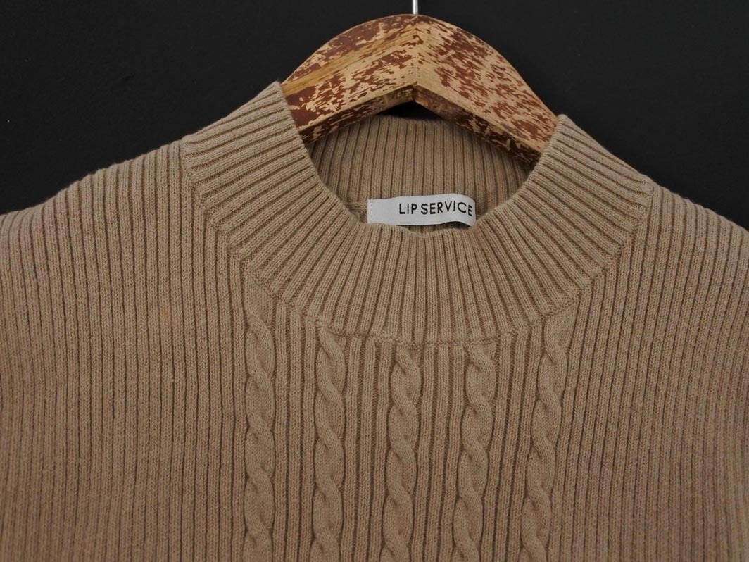 LIP SERVICE リップサービス リブ ノースリーブ ニット セーター sizeF/モカ ■◆ ☆ fha8 レディース_画像4