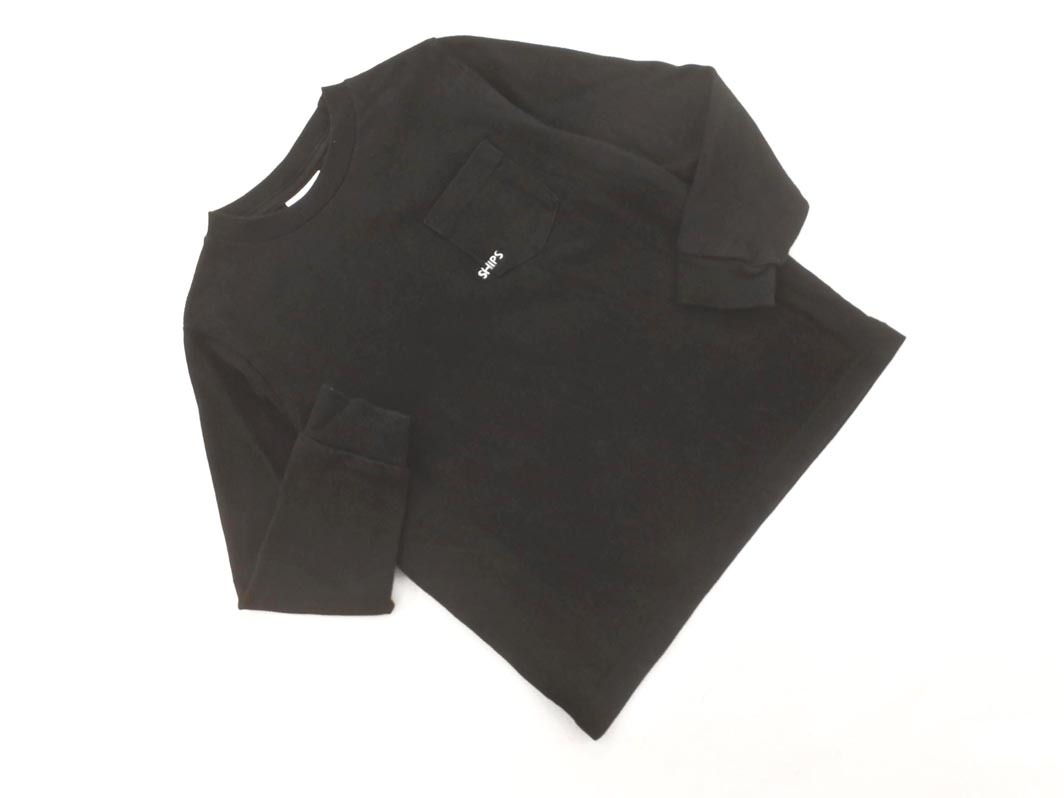 ネコポスOK SHIPS KIDS シップス キッズ ロゴ 刺繍 カットソー size100cm/黒 ■◇ ☆ fhb2