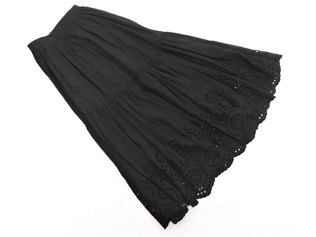 titivate ティティベイト カットワーク タック ロング スカート sizeS/黒 ■◇ ☆ fhb3 レディース_画像1