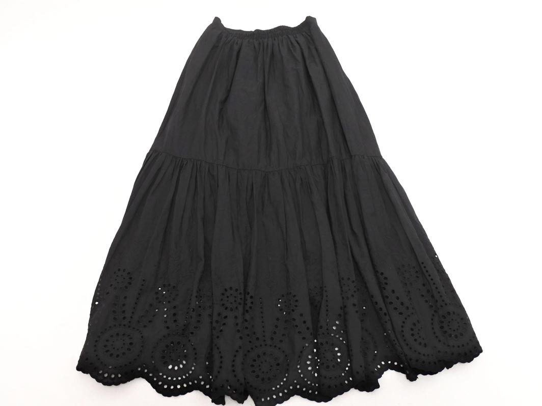 titivate ティティベイト カットワーク タック ロング スカート sizeS/黒 ■◇ ☆ fhb3 レディース_画像6