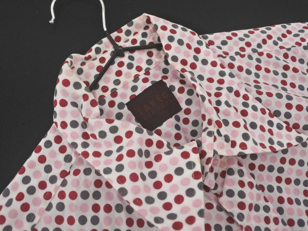 ネコポスOK TAKEO KIKUCHI タケオキクチ ドット柄 シャツ size2/白 ■◆ ☆ fhb8 メンズ_画像2