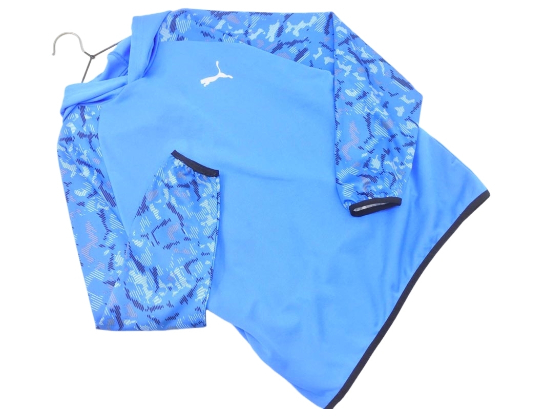 PUMA プーマ ロゴ プリント プルオーバー パーカー 160cm 青 ◇■ ☆ fhb8_画像1