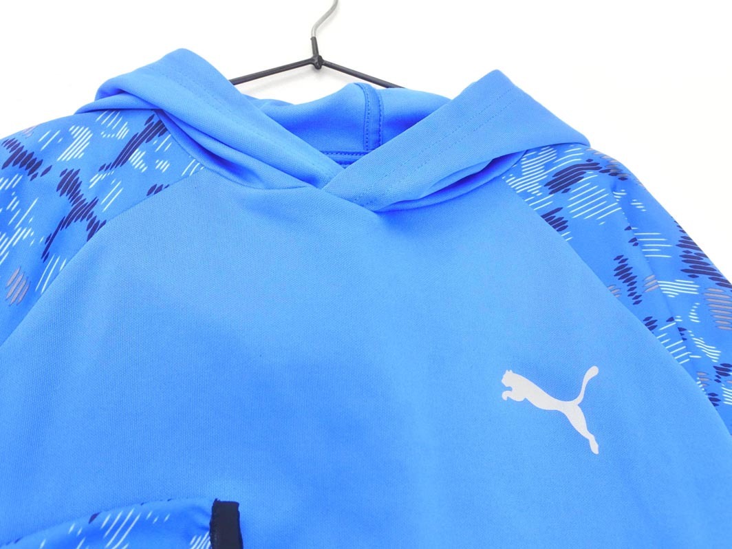 PUMA プーマ ロゴ プリント プルオーバー パーカー 160cm 青 ◇■ ☆ fhb8_画像3
