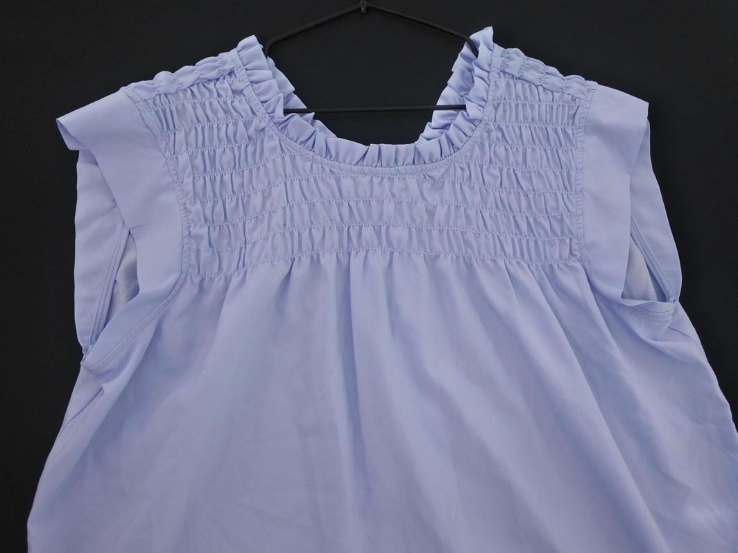 ネコポスOK MISCH MASCH ミッシュマッシュ ギャザー ブラウス シャツ sizeM/青 ■◆ ☆ fhb8 レディース_画像2