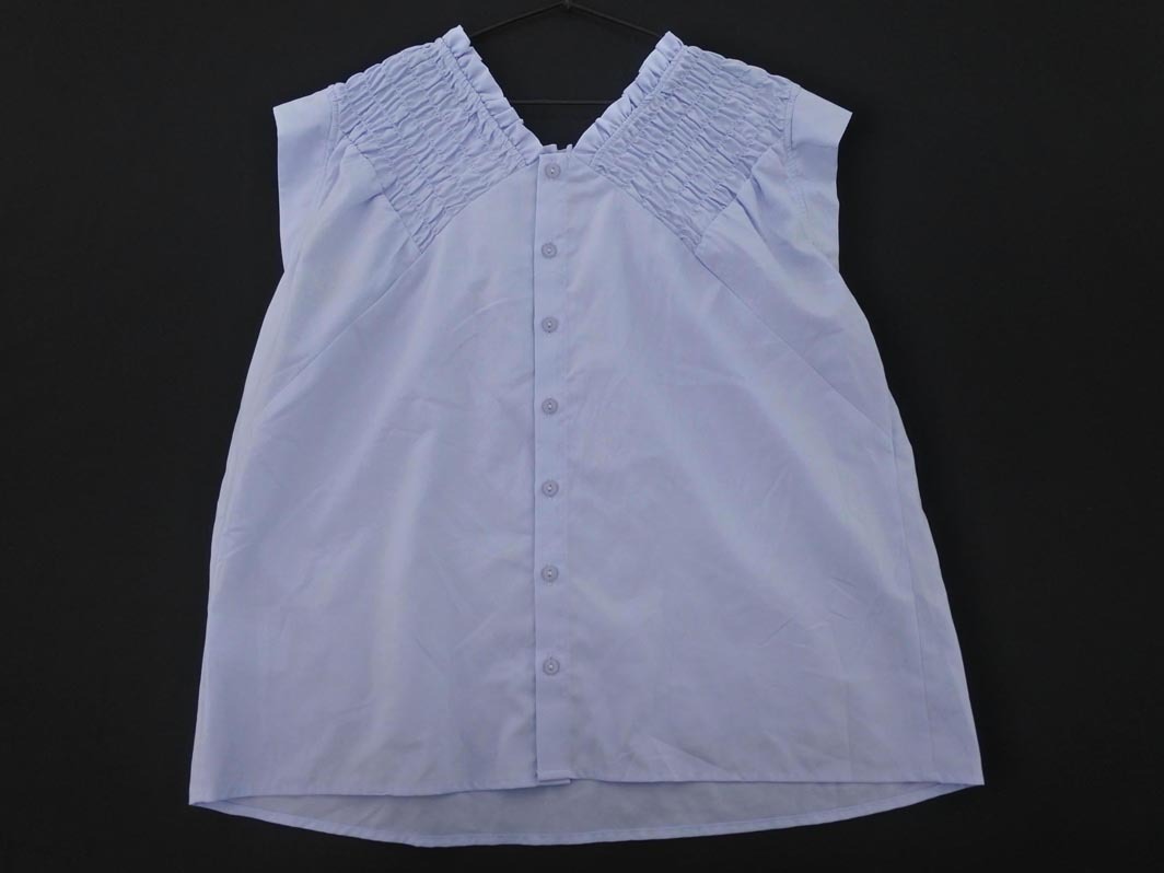 ネコポスOK MISCH MASCH ミッシュマッシュ ギャザー ブラウス シャツ sizeM/青 ■◆ ☆ fhb8 レディース_画像3