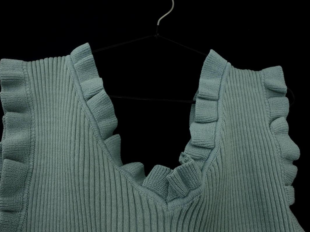 ネコポスOK allamanda アラマンダ リブ ノースリーブ ニット セーター sizeM/緑 ■◆ ☆ fhb9 レディース_画像4