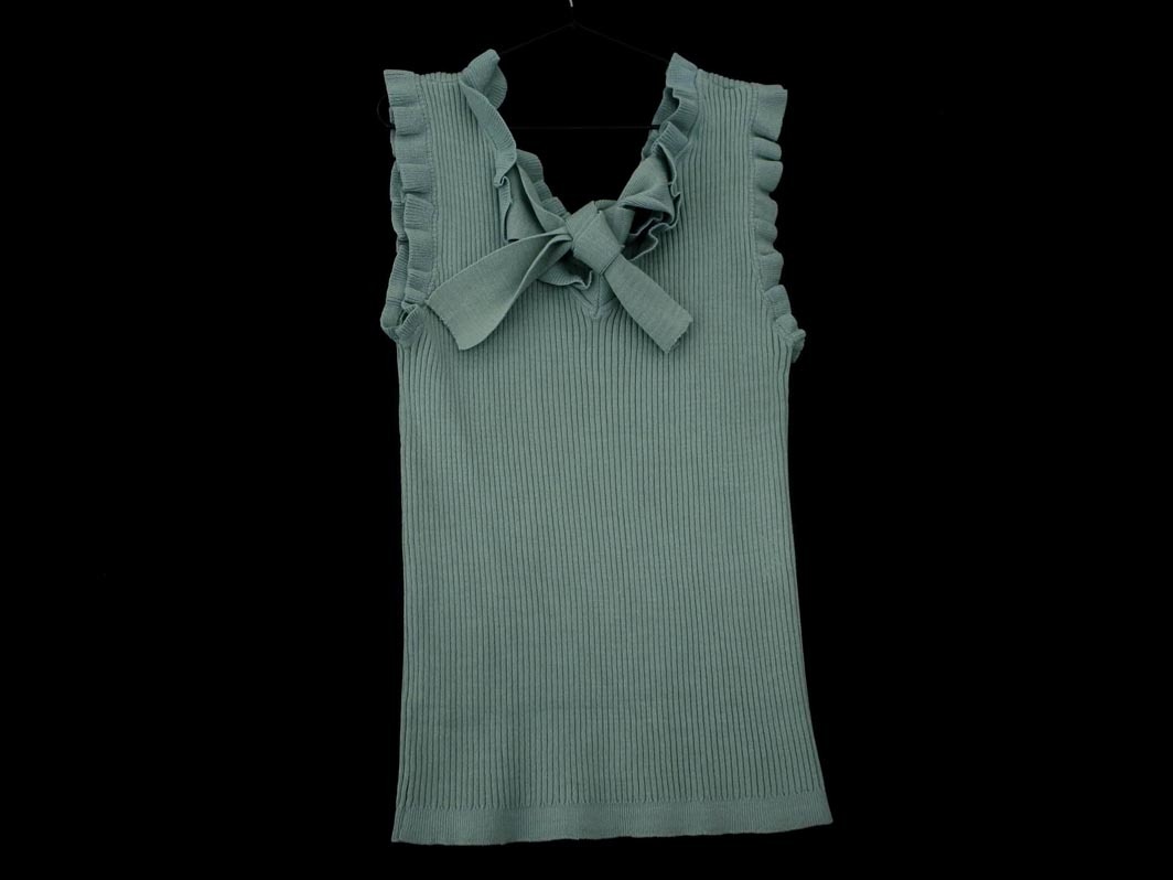 ネコポスOK allamanda アラマンダ リブ ノースリーブ ニット セーター sizeM/緑 ■◆ ☆ fhb9 レディース_画像5