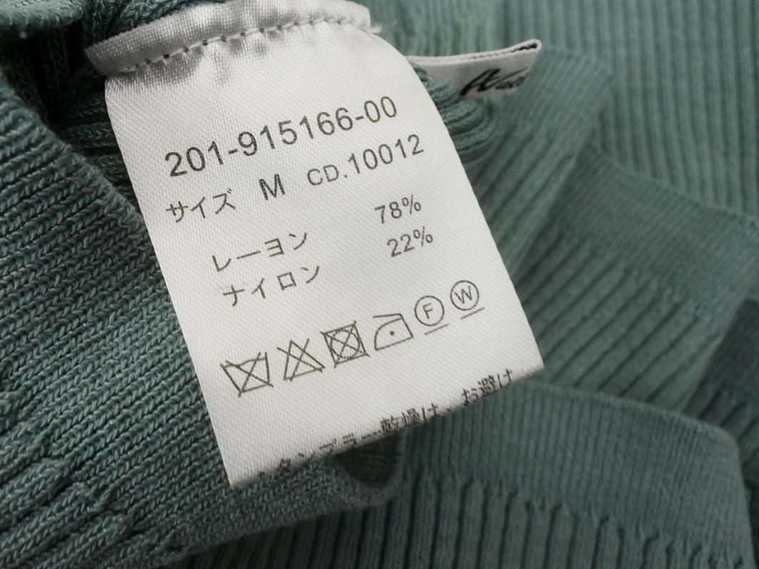 ネコポスOK allamanda アラマンダ リブ ノースリーブ ニット セーター sizeM/緑 ■◆ ☆ fhb9 レディース_画像6