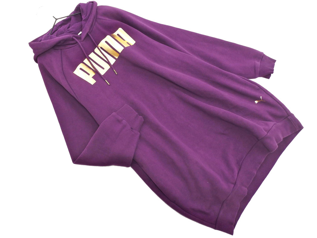 PUMA プーマ 裏起毛 ロゴ プリント プルオーバー パーカー sizeM/紫 ◇■ ☆ fhb9 レディース_画像1
