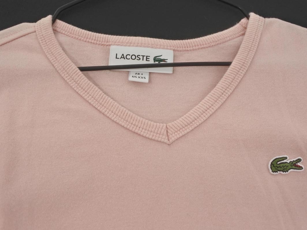 ネコポスOK LACOSTE ラコステ ワンポイント プルオーバー Tシャツ sizeXXS/ピンク ■◆ ☆ fhb9 レディース