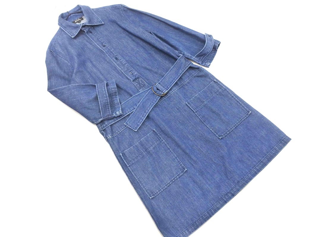 A.P.C. アーペーセー デニム シャツ ワンピース size38/濃紺 ■◇ ☆ fhc0 レディース