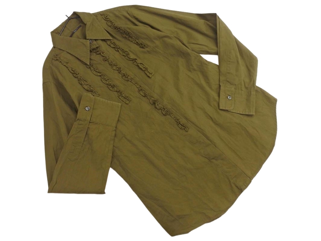 ネコポスOK LAPIS BEAMS ラピスビームス フリル ブラウス シャツ カーキ ◇■ ☆ fhc1 レディース_画像1