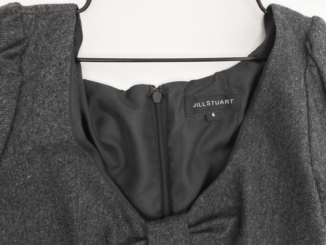 JILLSTUART ジルスチュアート ウール混 Vネック パフスリーブ ワンピース size4/グレー ◇■ ☆ fhc1 レディース