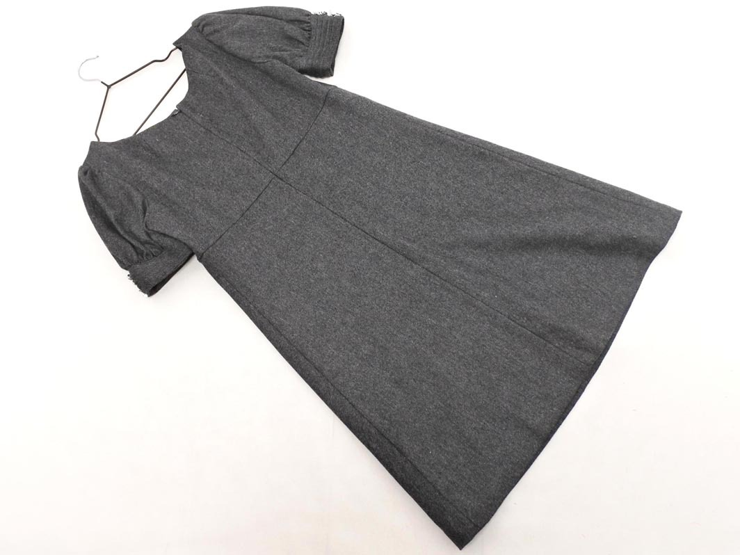 JILLSTUART ジルスチュアート ウール混 Vネック パフスリーブ ワンピース size4/グレー ◇■ ☆ fhc1 レディース