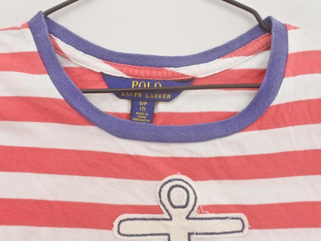 POLO RALPH LAUREN ポロ ラルフローレン パッチワーク ボーダー Tシャツ size7(120〜130cm)/赤ｘ白 ■◆ ☆ fhc2_画像5