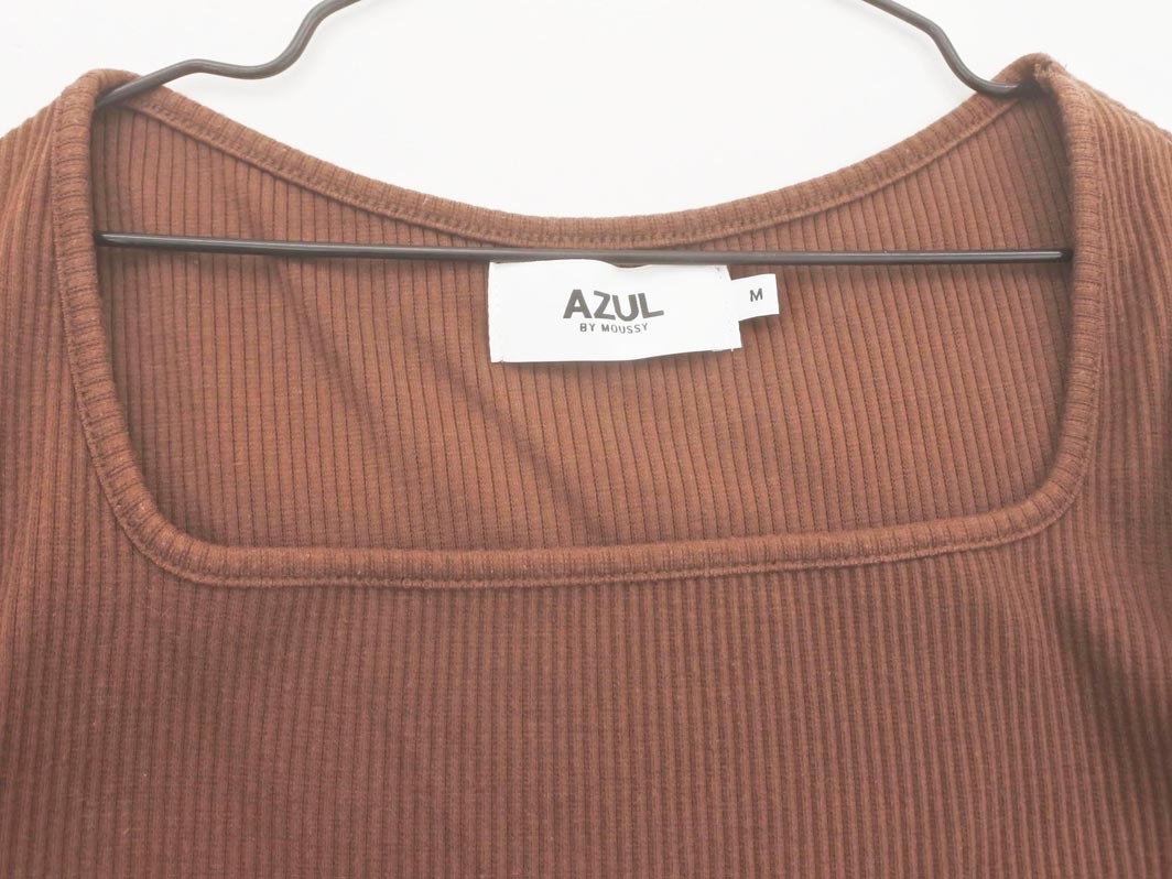 AZUL BY MOUSSY azur bai Moussy квадратное шея ребра футболка sizeM/ чай #* * fhc2 женский