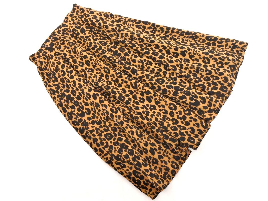 SHIPS シップス レオパード柄 ロング フレア スカート sizeM/黒x茶 ◇■ ☆ fhc2 レディース_画像1