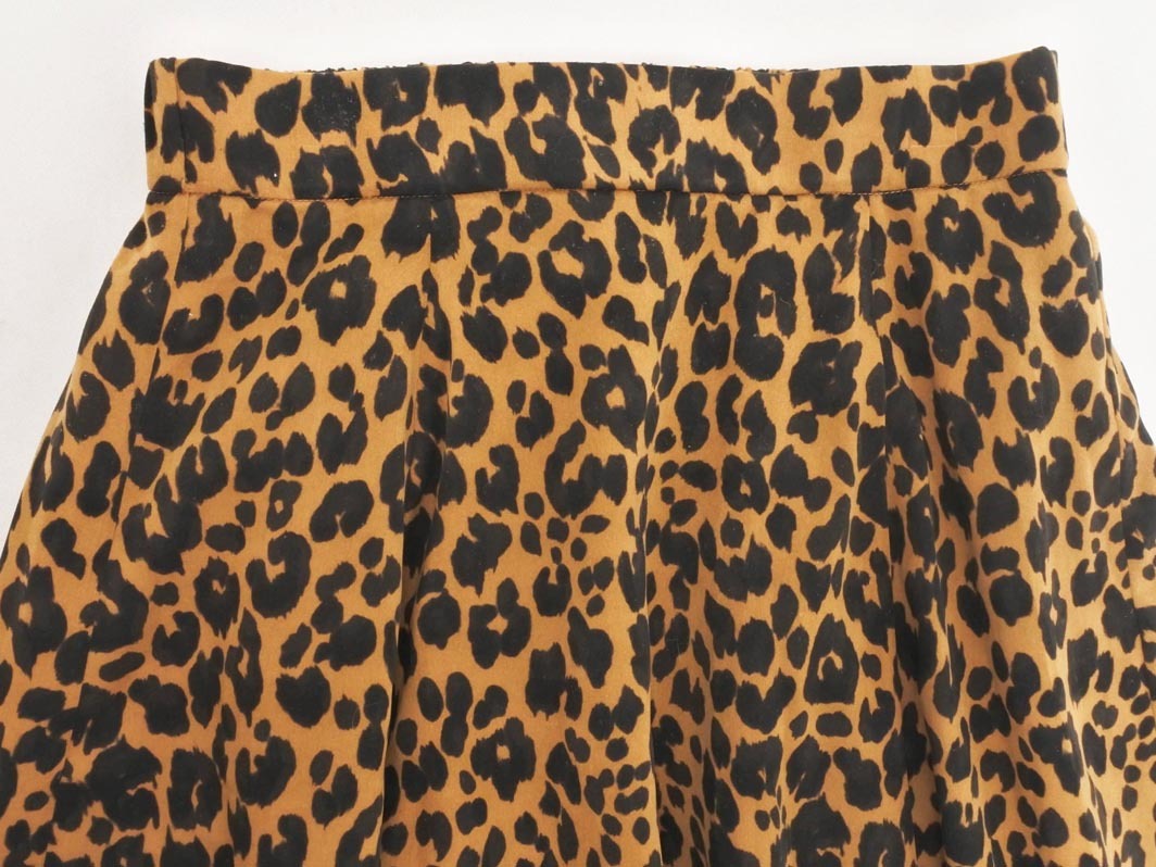 SHIPS シップス レオパード柄 ロング フレア スカート sizeM/黒x茶 ◇■ ☆ fhc2 レディース_画像3