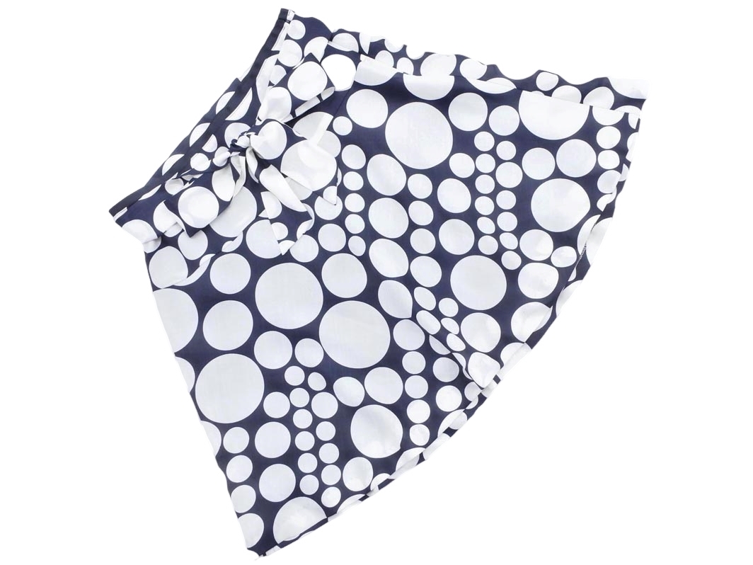 ネコポスOK 新品 KUMIKYOKU 組曲 サークル柄 フレア スカート size2/紺 ■◇ ☆ fhc1 レディース