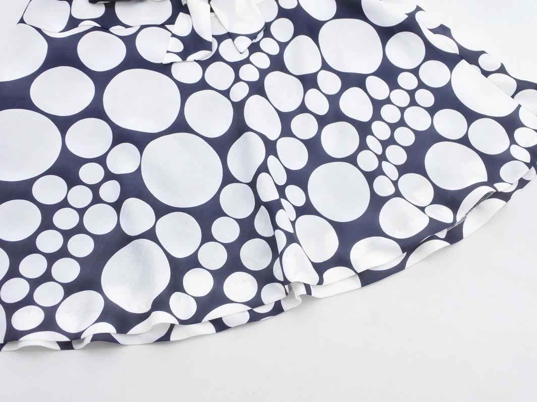 ネコポスOK 新品 KUMIKYOKU 組曲 サークル柄 フレア スカート size2/紺 ■◇ ☆ fhc1 レディース