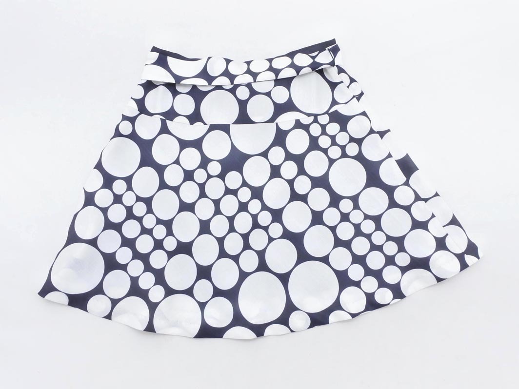 ネコポスOK 新品 KUMIKYOKU 組曲 サークル柄 フレア スカート size2/紺 ■◇ ☆ fhc1 レディース