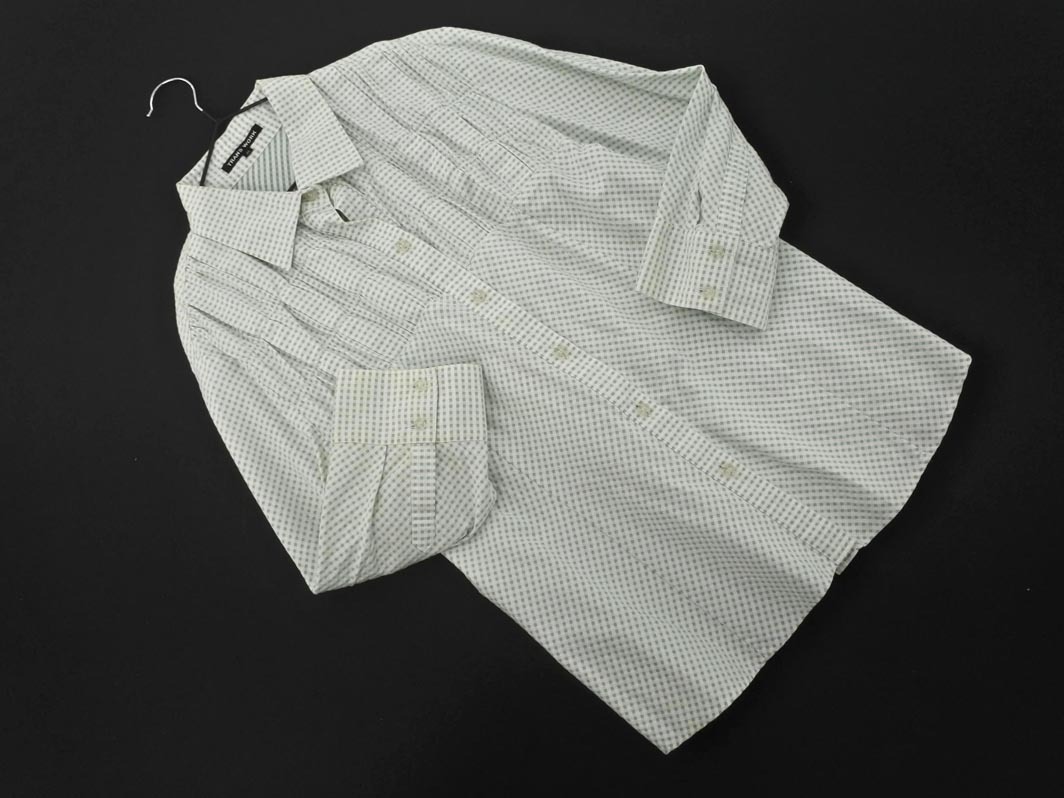 TRANS WORK トランスワーク ギンガムチェック ブラウス シャツ size44/白ｘ緑 ■◇ ☆ fhc6 レディース_画像1