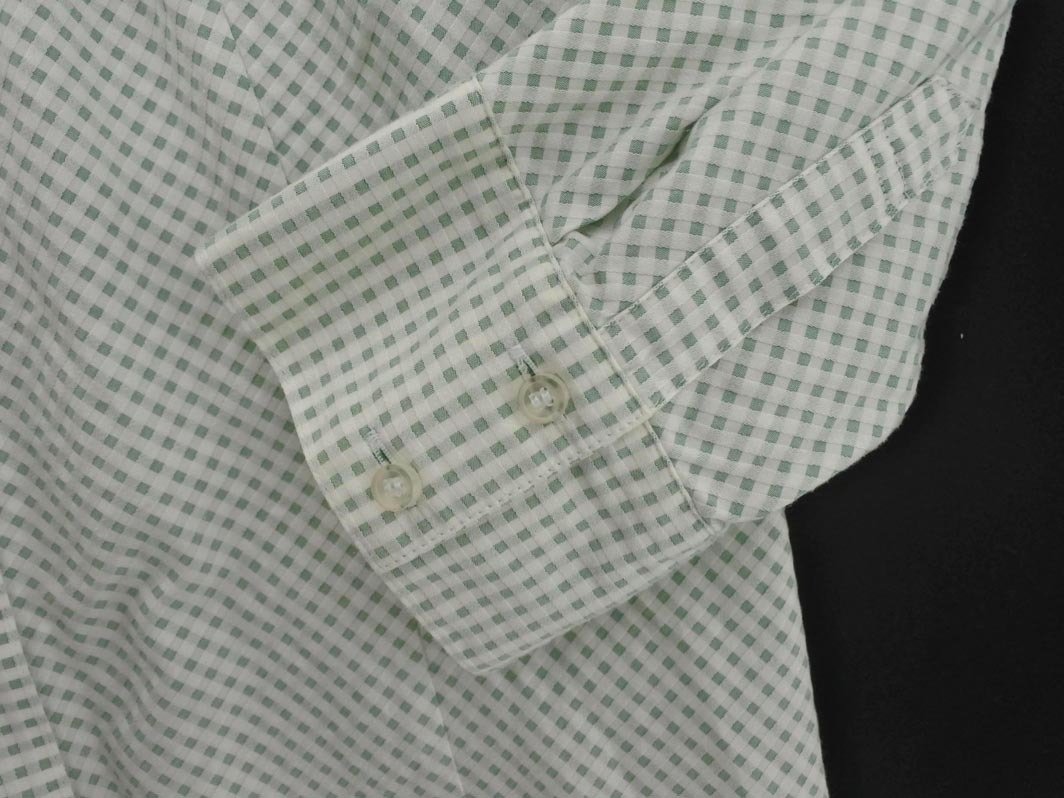 TRANS WORK トランスワーク ギンガムチェック ブラウス シャツ size44/白ｘ緑 ■◇ ☆ fhc6 レディース_画像3
