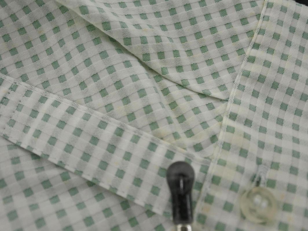 TRANS WORK トランスワーク ギンガムチェック ブラウス シャツ size44/白ｘ緑 ■◇ ☆ fhc6 レディース_画像5