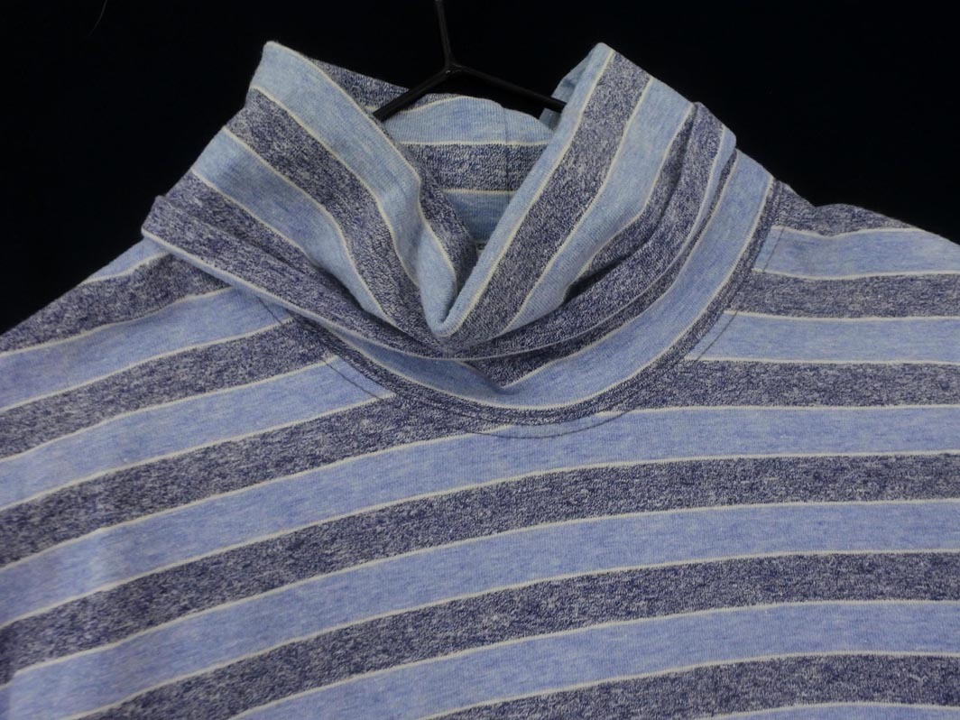 ネコポスOK LACOSTE ラコステ ボーダー ロゴ 刺繍 タートルネック カットソー size40/水色 ◇■ ☆ fhc7 レディース_画像3