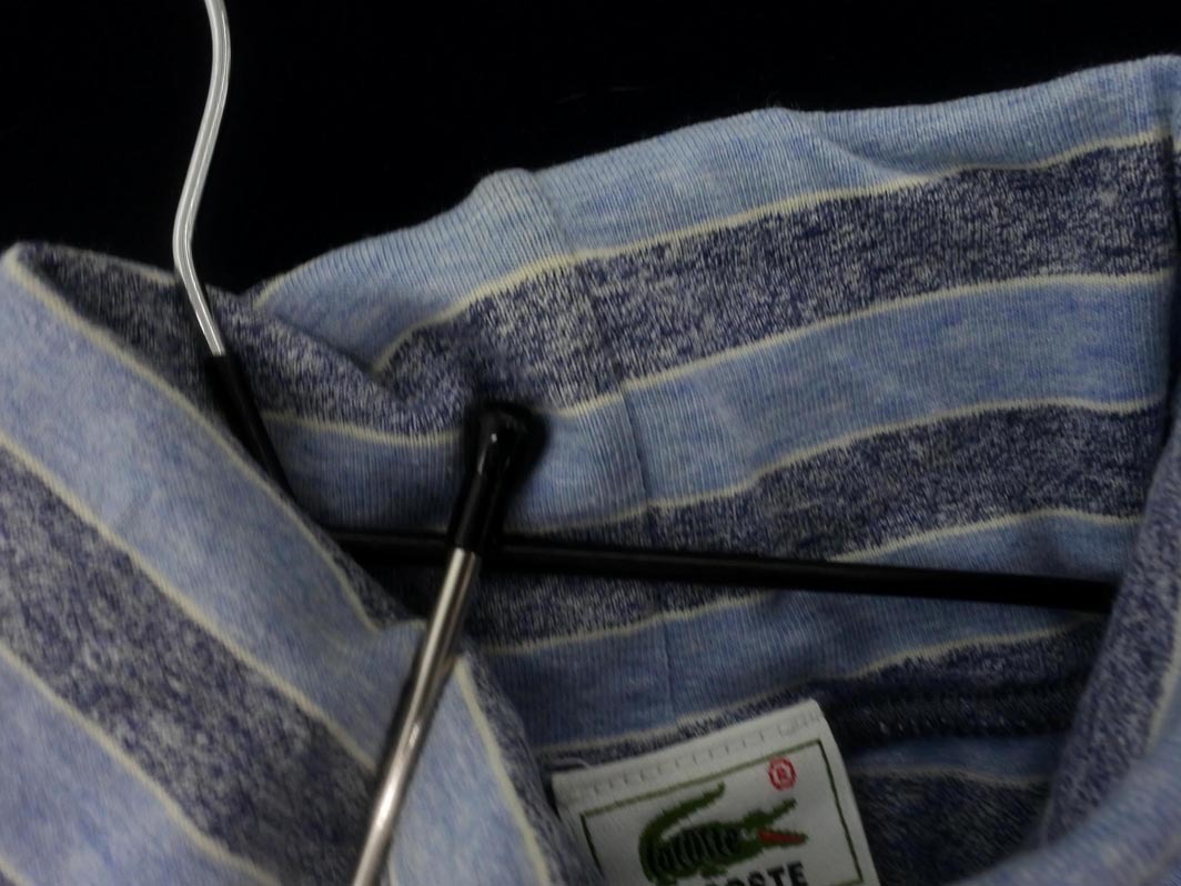 ネコポスOK LACOSTE ラコステ ボーダー ロゴ 刺繍 タートルネック カットソー size40/水色 ◇■ ☆ fhc7 レディース_画像4