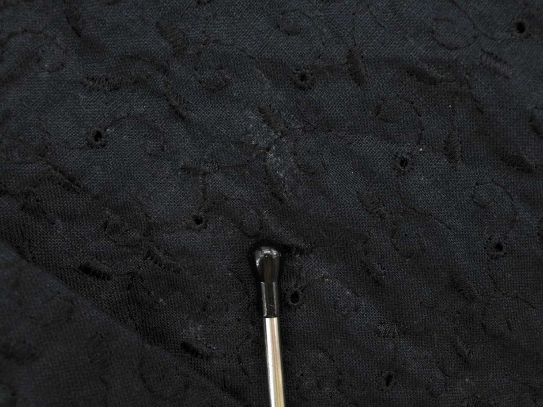 LAURA ASHLEY ローラ アシュレイ リネン100% ウエストリボン 刺繍 シャツ ワンピース size7/黒 ◇■ ☆ fhc5 レディース_画像2