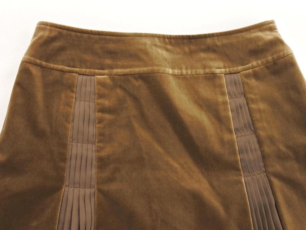 COMME CA DU MODE コム サ デ モード ベロア プリーツ 切替 スカート size7/ブラウン ◇■ ☆ fhc9 レディース