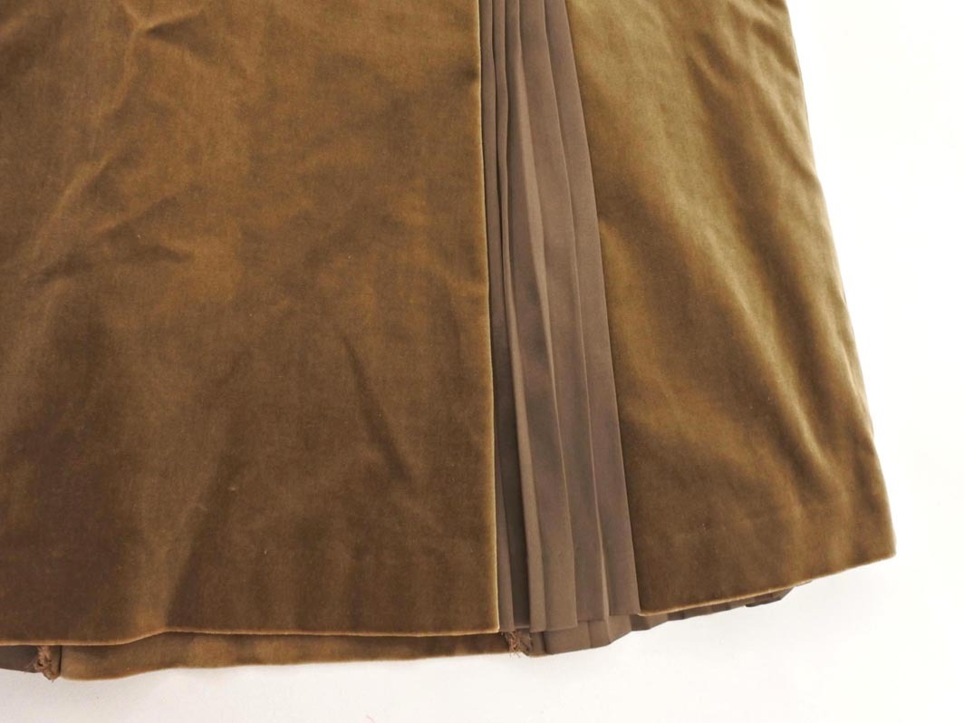 COMME CA DU MODE コム サ デ モード ベロア プリーツ 切替 スカート size7/ブラウン ◇■ ☆ fhc9 レディース