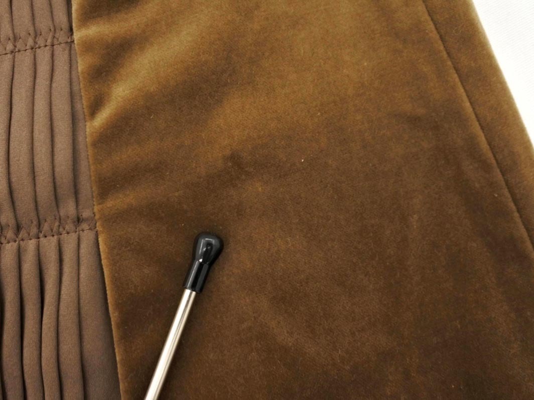 COMME CA DU MODE コム サ デ モード ベロア プリーツ 切替 スカート size7/ブラウン ◇■ ☆ fhc9 レディース