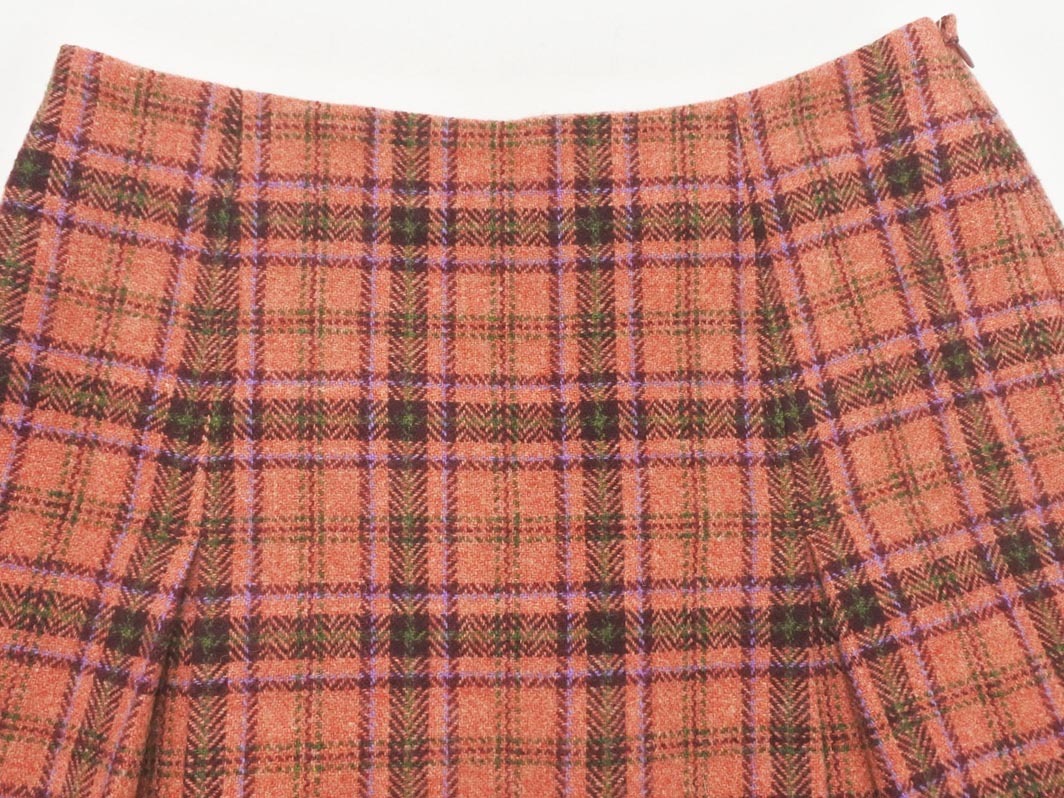 KUMIKYOKU 組曲 ウール100% チェック ボックス プリーツ スカート size2/ピンク ◇■ ☆ fhc9 レディース