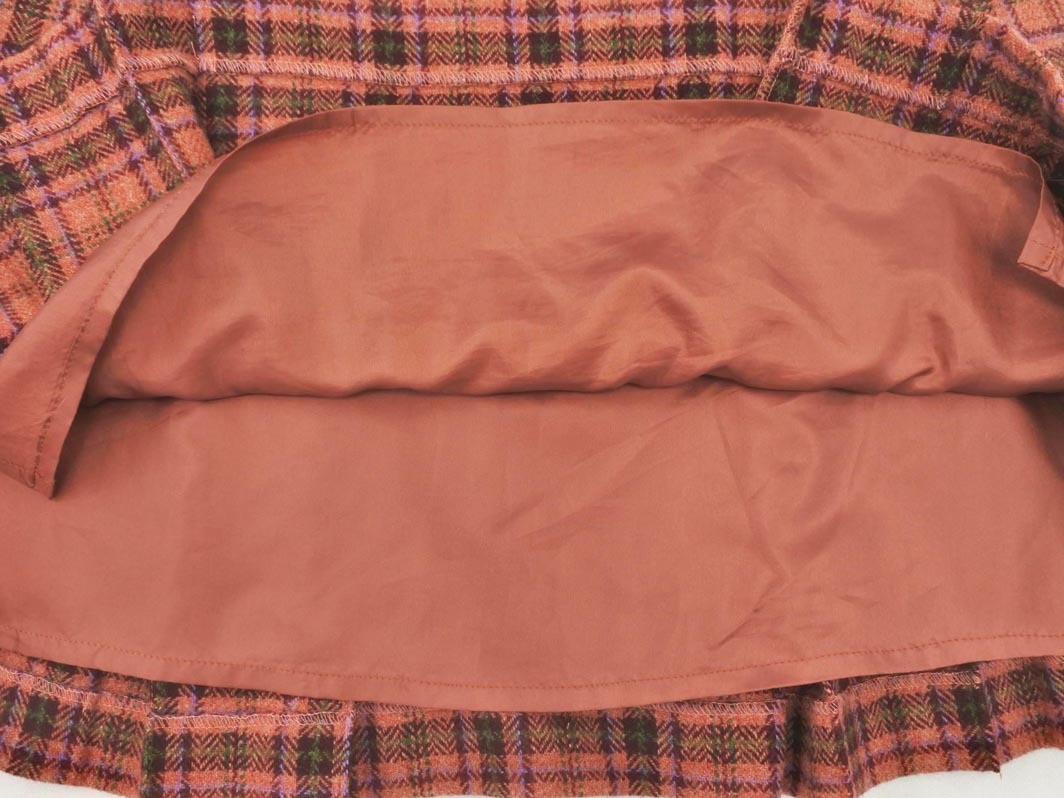 KUMIKYOKU 組曲 ウール100% チェック ボックス プリーツ スカート size2/ピンク ◇■ ☆ fhc9 レディース