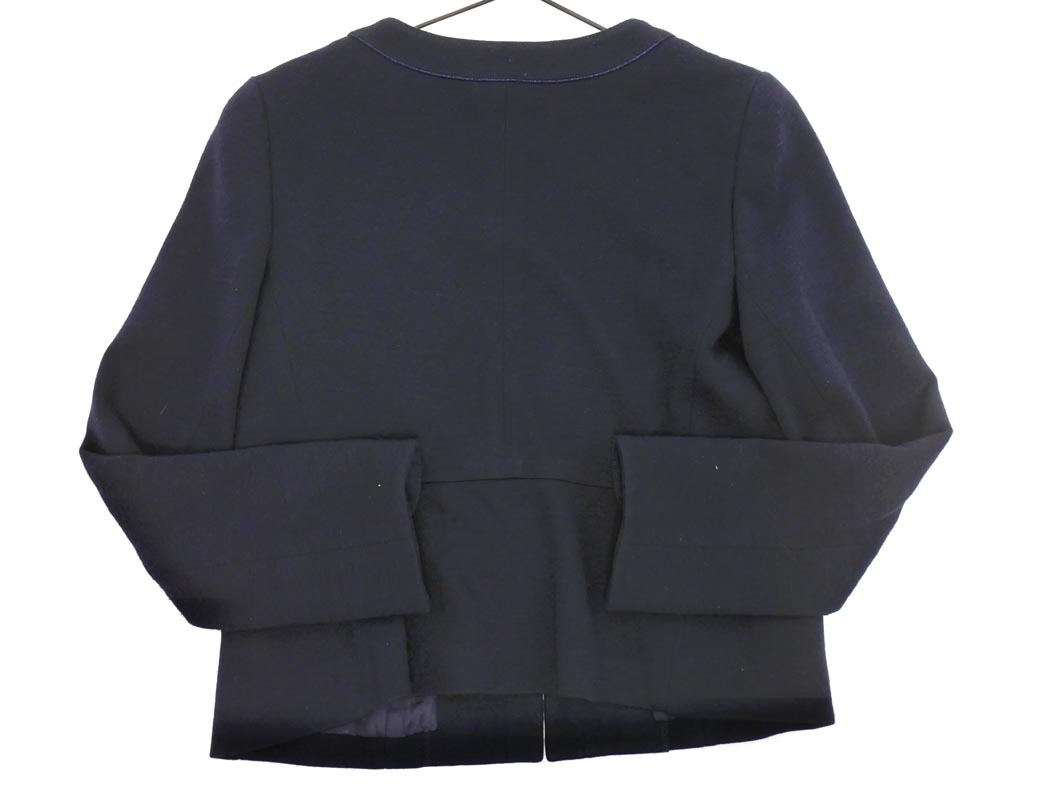KUMIKYOKU 組曲 ウール混 ノーカラー ジャケット size1/紺 ◇■ ☆ fhc9 レディース